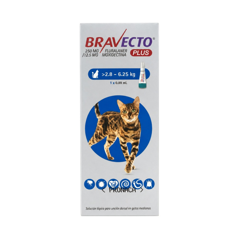 Bravecto Gatos de 2.8 a 6.25 kg. (250mg)