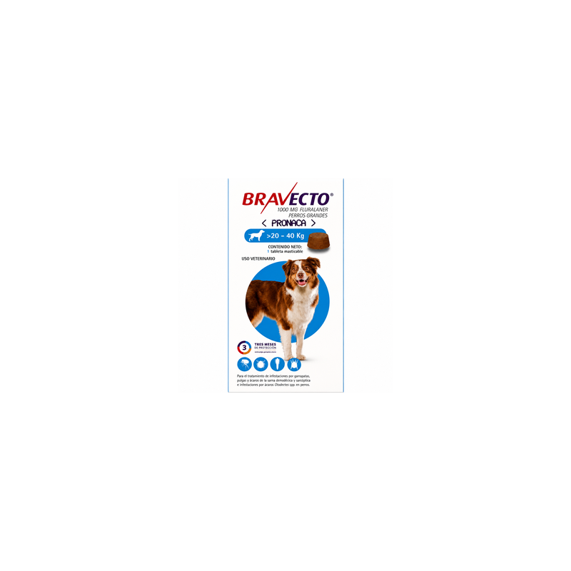 Bravecto 1000 mg. Perros de 20 a 40 kg.