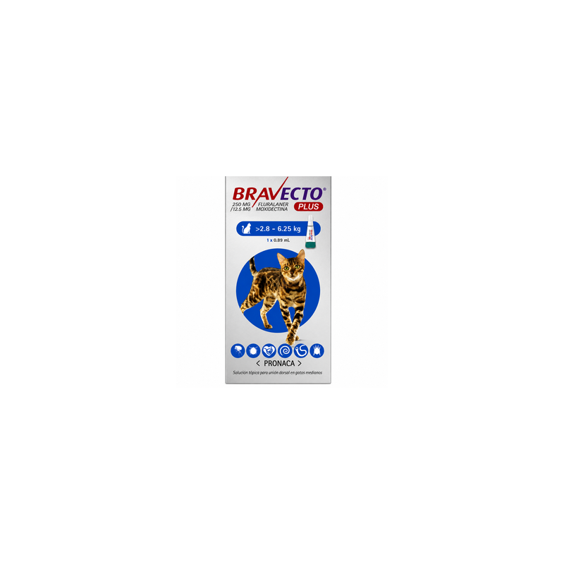 Bravecto Gatos de 2.8 a 6.25 kg. (250mg)