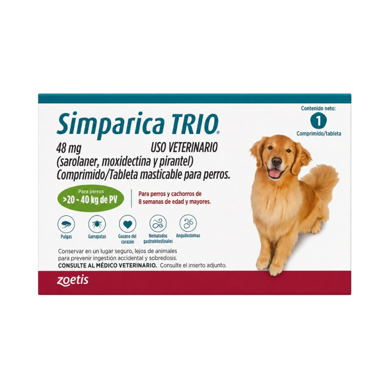 Simparica Trio 20 a 40 kg.