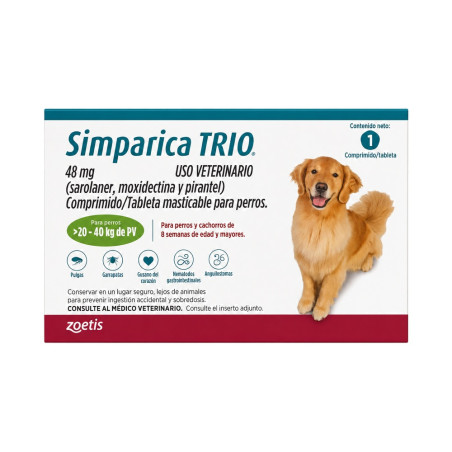 Simparica Trio 20 a 40 kg.