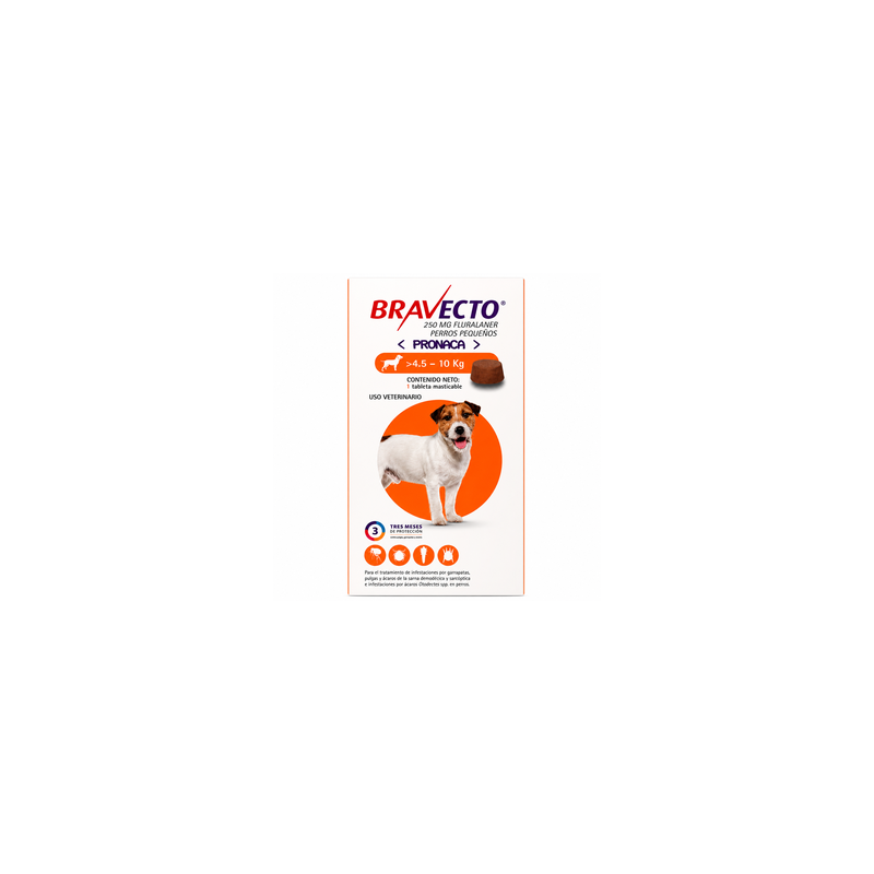 Bravecto 250 mg. Perros de 4.5 a 10 kg.