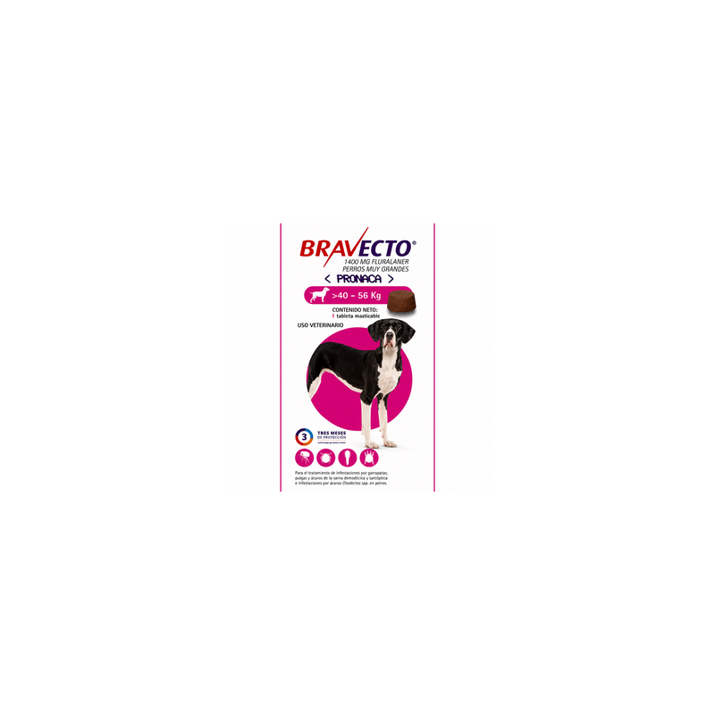 Bravecto 1400 mg. Perros de 40 a 56 kg.