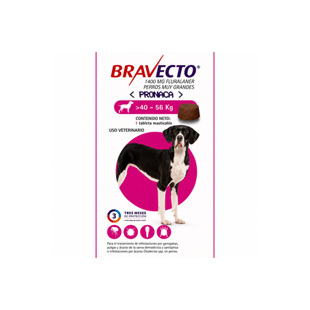 Bravecto 1400 mg. Perros de 40 a 56 kg.